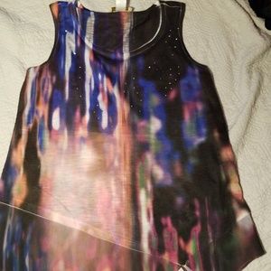 Sleeveless knit with sheer bottom blouse